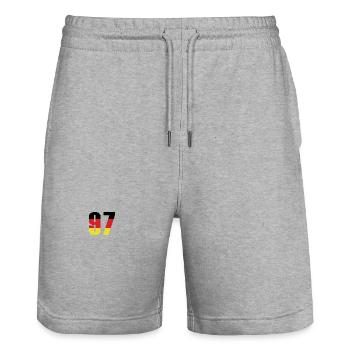 97 Number Germany Jersey - Stanley/Stella Trainer Unisex Organic Jogging Shorts - heather grey - Front - Nik (191cm) & Marisol (170cm)
