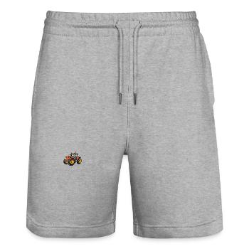 Traktor Farmer Symbol - Stanley/Stella Unisex Bio Joggingshorts Trainer  - Grau meliert - Vorne - Nik (191cm) & Marisol (170cm)