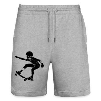 skateboard - Stanley/Stella Trainer Unisex Organic Jogging Shorts - heather grey - Front - Nik (191cm) & Marisol (170cm)