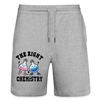 La bonne chimie, des flacons en verre amoureux - Short de jogging bio TRAINER Stanley/Stella unisexe - gris chiné - Devant - Nik (191cm) & Marisol (170cm)