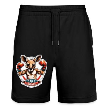 Känguru / Tier / Australien / Beuteltier / Outback - Stanley/Stella Unisex Bio Joggingshorts Trainer  - Schwarz - Vorne - Nik (191cm) & Marisol (170cm)