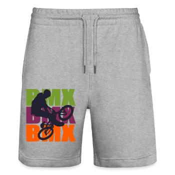 Vélo BMX - Short de jogging bio TRAINER Stanley/Stella unisexe - gris chiné - Devant - Nik (191cm) & Marisol (170cm)