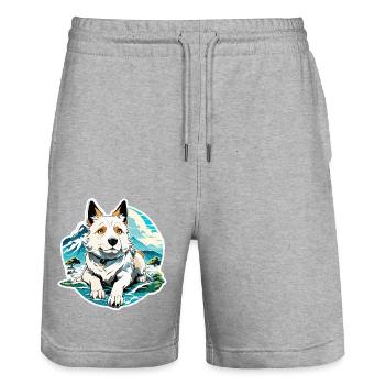 Anime / Comic / Japanese / Animation / Cartoon - Stanley/Stella Trainer Unisex Organic Jogging Shorts - heather grey - Front - Nik (191cm) & Marisol (170cm)