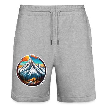 Berg / Alpen / Gipfel / Natur / Wald / Gestein - Stanley/Stella Unisex Bio Joggingshorts Trainer  - Grau meliert - Vorne - Nik (191cm) & Marisol (170cm)