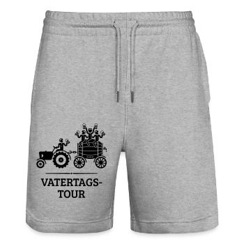 Vatertagstour Trecker Bierfass (Vatertag / Black) - Stanley/Stella Unisex Bio Joggingshorts Trainer  - Grau meliert - Vorne - Nik (191cm) & Marisol (170cm)