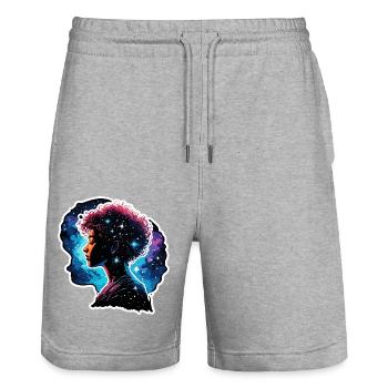 Silhouette / Wald / Porträt / Bäume / Person - Stanley/Stella Unisex Bio Joggingshorts Trainer  - Grau meliert - Vorne - Nik (191cm) & Marisol (170cm)