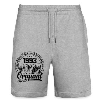 1993 April Original: 31 Years Anniversary Gift - Stanley/Stella Trainer Unisex Organic Jogging Shorts - heather grey - Front - Nik (191cm) & Marisol (170cm)