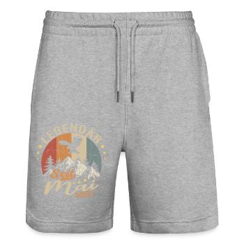 May 1957 Born in May 1957 Jubilee - Stanley/Stella Trainer Unisex Organic Jogging Shorts - heather grey - Front - Nik (191cm) & Marisol (170cm)