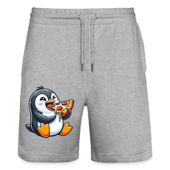 Penguin Pizza Funny Food Fast Food Comic - Stanley/Stella Trainer Unisex Organic Jogging Shorts - heather grey - Front - Nik (191cm) & Marisol (170cm)