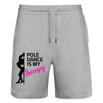 Pole Dance is my Therapy - Stanley/Stella Unisex Bio Joggingshorts Trainer  - Grau meliert - Vorne - Nik (191cm) & Marisol (170cm)
