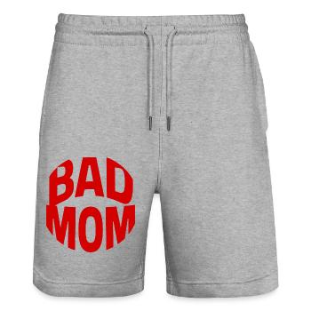 Bad Mom - Stanley/Stella Unisex Bio Joggingshorts Trainer  - Grau meliert - Vorne - Nik (191cm) & Marisol (170cm)