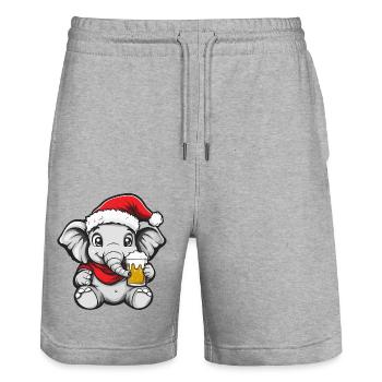 Elefant Weihnachten Bier - Stanley/Stella Unisex Bio Joggingshorts Trainer  - Grau meliert - Vorne - Nik (191cm) & Marisol (170cm)