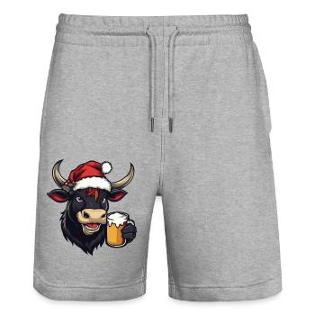 Kuh Weihnachten Bier - Stanley/Stella Unisex Bio Joggingshorts Trainer  - Grau meliert - Vorne - Nik (191cm) & Marisol (170cm)