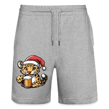 Leopard Weihnachten Bier - Stanley/Stella Unisex Bio Joggingshorts Trainer  - Grau meliert - Vorne - Nik (191cm) & Marisol (170cm)