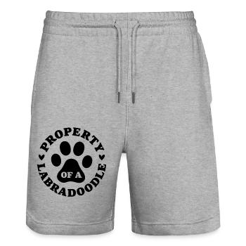 Property of a Labradoodle - Stanley/Stella Trainer Unisex Organic Jogging Shorts - heather grey - Front - Nik (191cm) & Marisol (170cm)