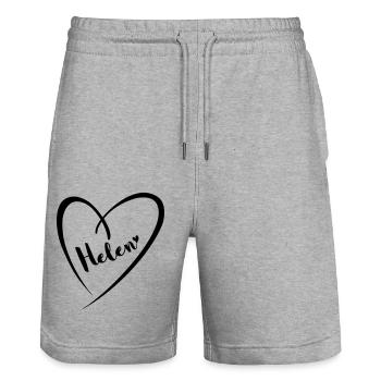 Helen Name Vorname im Herzrahmen - Stanley/Stella Unisex Bio Joggingshorts Trainer  - Grau meliert - Vorne - Nik (191cm) & Marisol (170cm)