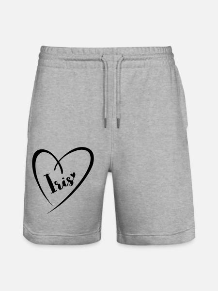 Iris efternamn, förnamn i hjärtram - Ekologiska joggingshorts Trainer unisex från Stanley/Stella - gråmelerad