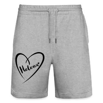 Helena nom prénom dans le cadre du coeur - Short de jogging bio TRAINER Stanley/Stella unisexe - gris chiné - Devant - Nik (191cm) & Marisol (170cm)