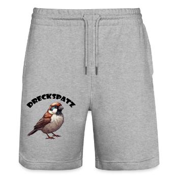 Dirty sparrow - Stanley/Stella Trainer Unisex Organic Jogging Shorts - heather grey - Front - Nik (191cm) & Marisol (170cm)