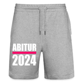 Abitur 2024 - Stanley/Stella Unisex Bio Joggingshorts Trainer  - Grau meliert - Vorne - Nik (191cm) & Marisol (170cm)
