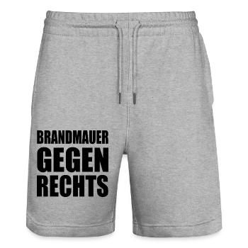 brandmauer gegen rechts - Stanley/Stella Unisex Bio Joggingshorts Trainer  - Grau meliert - Vorne - Nik (191cm) & Marisol (170cm)