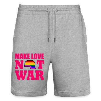 Make love not war - Short de jogging bio TRAINER Stanley/Stella unisexe - gris chiné - Devant - Nik (191cm) & Marisol (170cm)