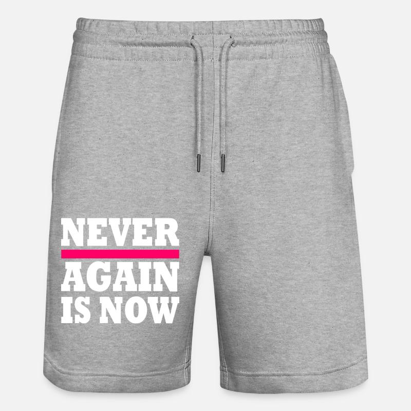 Never again is now - Stanley/Stella Trainer Unisex Organic Jogging Shorts - heather grey
