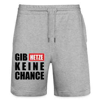 gib hetze keine chance - Stanley/Stella Unisex Bio Joggingshorts Trainer  - Grau meliert - Vorne - Nik (191cm) & Marisol (170cm)