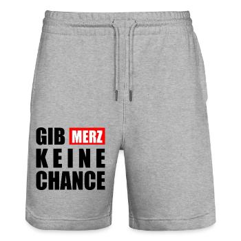 gib merz keine chance - Stanley/Stella Unisex Bio Joggingshorts Trainer  - Grau meliert - Vorne - Nik (191cm) & Marisol (170cm)