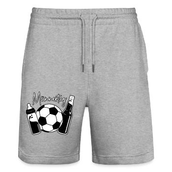 Vatertag Fußball Papa Sohn Baby Flasche Männertag - Stanley/Stella Unisex Bio Joggingshorts Trainer  - Grau meliert - Vorne - Nik (191cm) & Marisol (170cm)
