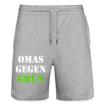 Omas gegen grün - Stanley/Stella Unisex Bio Joggingshorts Trainer  - Grau meliert - Vorne - Nik (191cm) & Marisol (170cm)