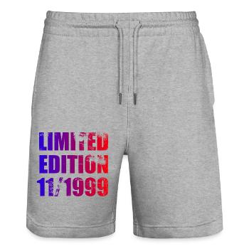 25th Birthday Limited Edition 11/1999 - Stanley/Stella Trainer Unisex Organic Jogging Shorts - heather grey - Front - Nik (191cm) & Marisol (170cm)