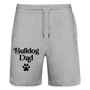Bulldog Dad - Stanley/Stella Trainer Unisex Organic Jogging Shorts - heather grey - Front - Nik (191cm) & Marisol (170cm)