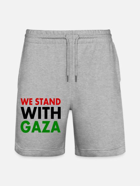 We stand with palestine - Stanley/Stella Trainer Unisex Organic Jogging Shorts - heather grey