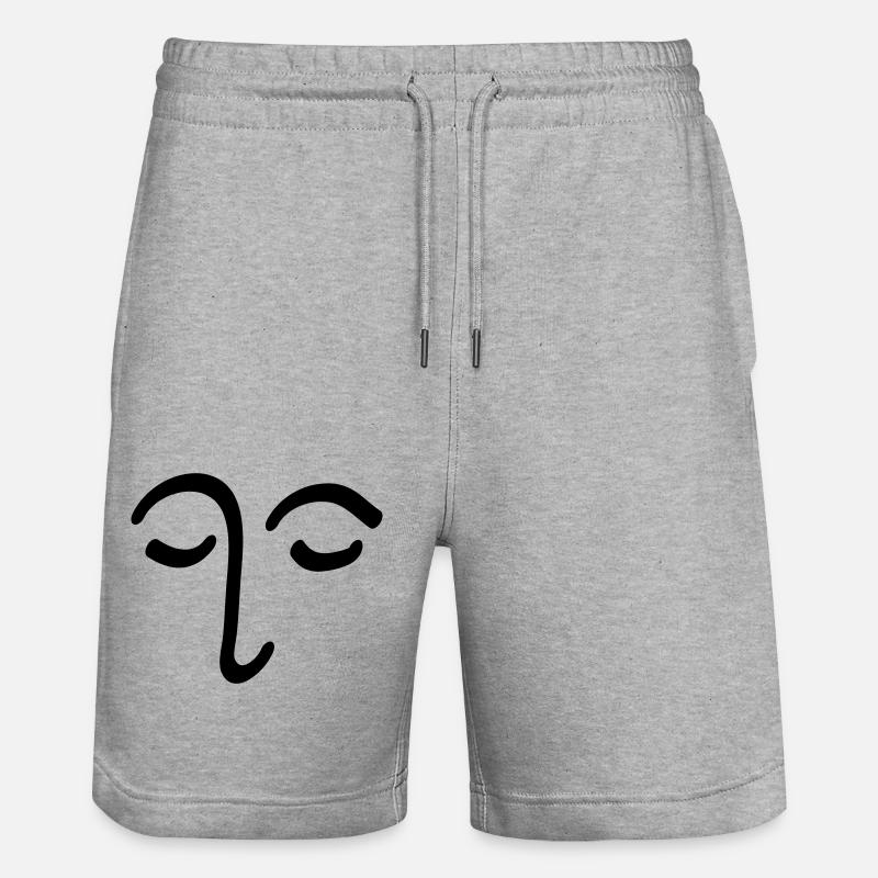 Visage Dessin Tête Oeil Cadeau - Short de jogging bio TRAINER Stanley/Stella unisexe - gris chiné