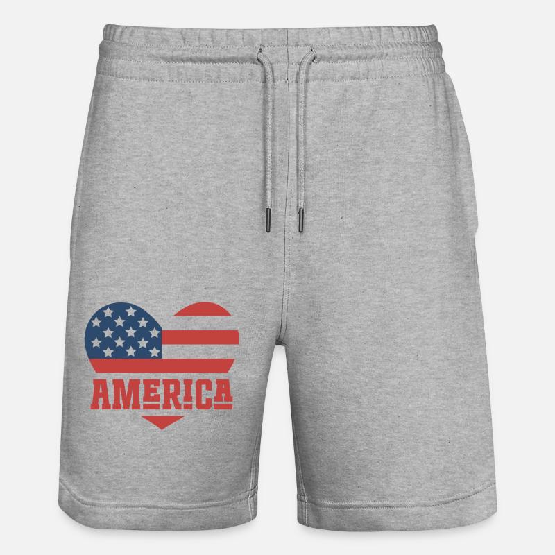 Drapeau de l’Amérique Coeur - Short de jogging bio TRAINER Stanley/Stella unisexe - gris chiné