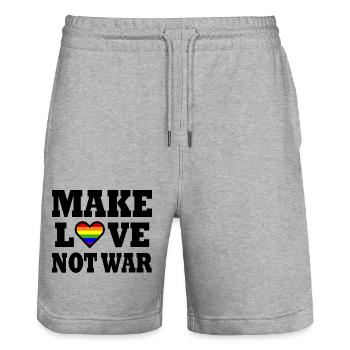 Make love not war - Short de jogging bio TRAINER Stanley/Stella unisexe - gris chiné - Devant - Nik (191cm) & Marisol (170cm)