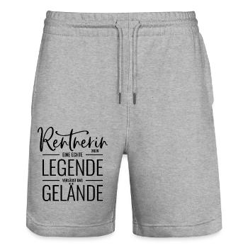 Rentnerin 2026 Eine Legende verlässt das Gelände - Stanley/Stella Unisex Bio Joggingshorts Trainer  - Grau meliert - Vorne - Nik (191cm) & Marisol (170cm)