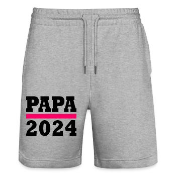 Papa 2024 - Stanley/Stella Unisex Bio Joggingshorts Trainer  - Grau meliert - Vorne - Nik (191cm) & Marisol (170cm)