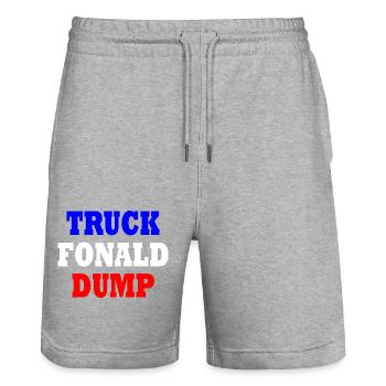 truck fonald dump - Stanley/Stella Trainer Unisex Organic Jogging Shorts - heather grey - Front - Nik (191cm) & Marisol (170cm)