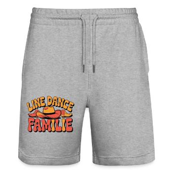 Line Dance Familie. Die ganze Familie tanzt - Stanley/Stella Unisex Bio Joggingshorts Trainer  - Grau meliert - Vorne - Nik (191cm) & Marisol (170cm)