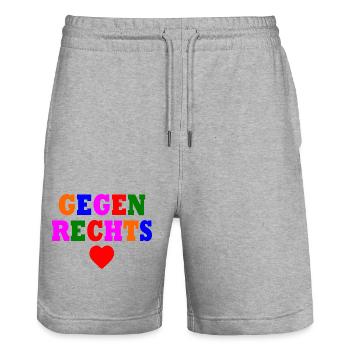 Gegen rechts - Stanley/Stella Unisex Bio Joggingshorts Trainer  - Grau meliert - Vorne - Nik (191cm) & Marisol (170cm)