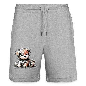 Hündchen - Stanley/Stella Unisex Bio Joggingshorts Trainer  - Grau meliert - Vorne - Nik (191cm) & Marisol (170cm)