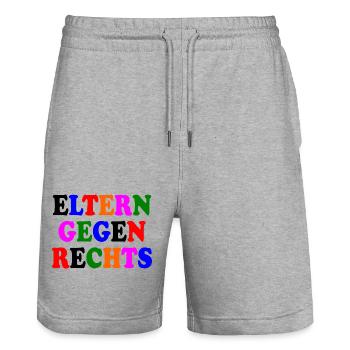 Eltern gegen rechts - Stanley/Stella Unisex Bio Joggingshorts Trainer  - Grau meliert - Vorne - Nik (191cm) & Marisol (170cm)