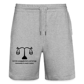 Sternzeichen Waage - Stanley/Stella Unisex Bio Joggingshorts Trainer  - Grau meliert - Vorne - Nik (191cm) & Marisol (170cm)