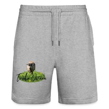 Frohe Ostern Lamm - Stanley/Stella Unisex Bio Joggingshorts Trainer  - Grau meliert - Vorne - Nik (191cm) & Marisol (170cm)