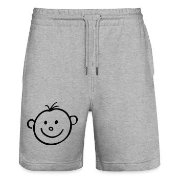 Baby 03 - Stanley/Stella Trainer Unisex Organic Jogging Shorts - heather grey - Front - Nik (191cm) & Marisol (170cm)