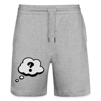 Comic speech bubble question mark - Stanley/Stella Trainer Unisex Organic Jogging Shorts - heather grey - Front - Nik (191cm) & Marisol (170cm)