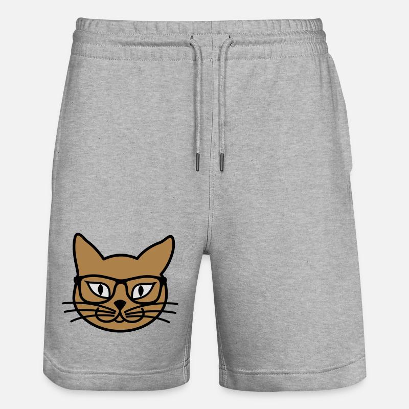 Nerd Kitteh - Stanley/Stella Unisex Bio Joggingshorts Trainer  - Grau meliert