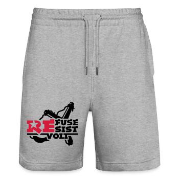révolté - Short de jogging bio TRAINER Stanley/Stella unisexe - gris chiné - Devant - Nik (191cm) & Marisol (170cm)